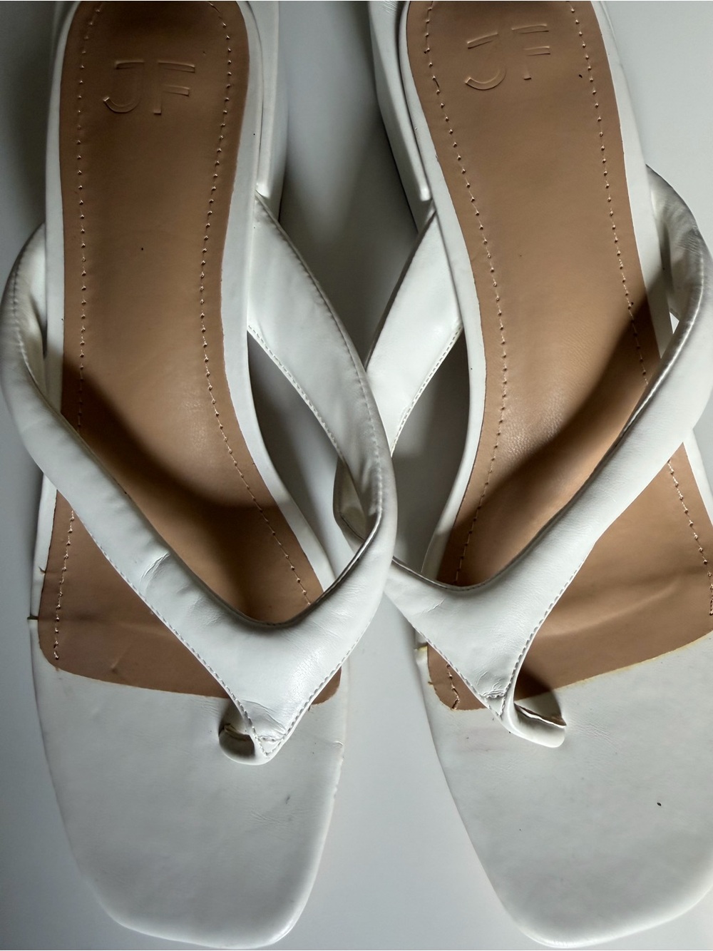 JustFab Aya White Square-Toe Thong Mules - Picture 4 of 7